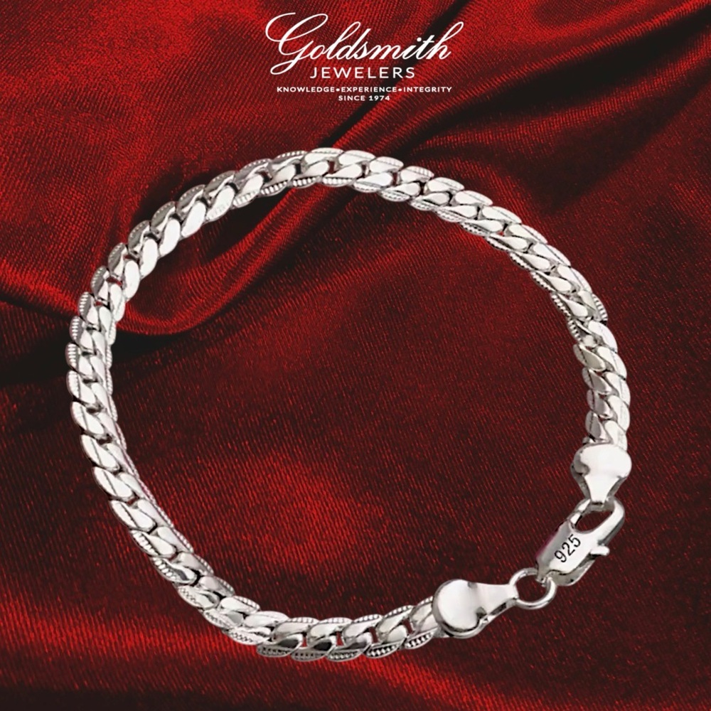 NEW GS 8” Italian .925 Sterling Silver Byzantine Diamond Cut Chain Bracelet